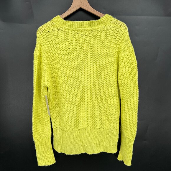 NEW CLOTH by RD neon yellow loose knit sweater pullover v-neck cozy oversized S - Picture 8 of 10